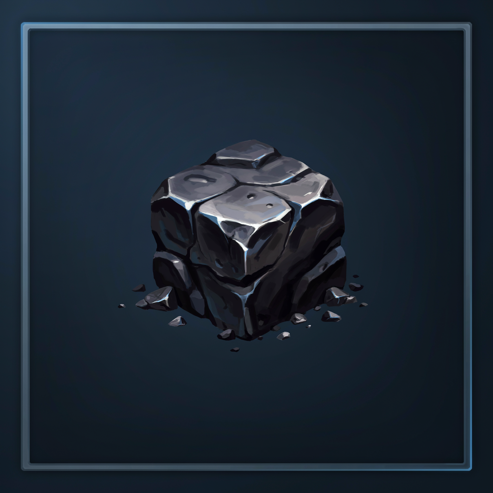 A dark metallic rock game prop generated with DreamLayer
