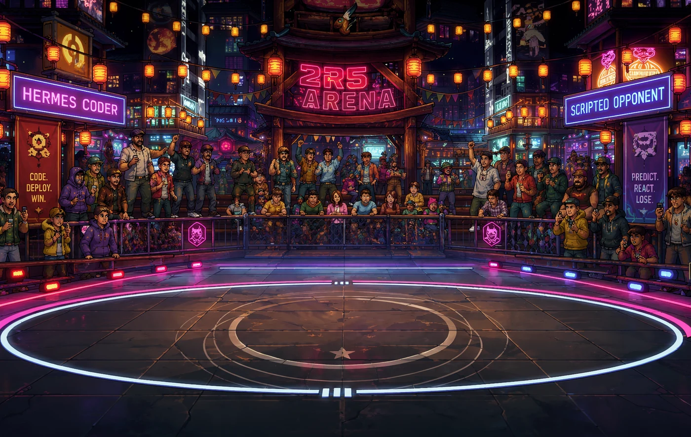 A neon battle arena generated with DreamLayer