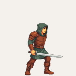 The 12 swordfighter frames played in a loop: one full sword swing